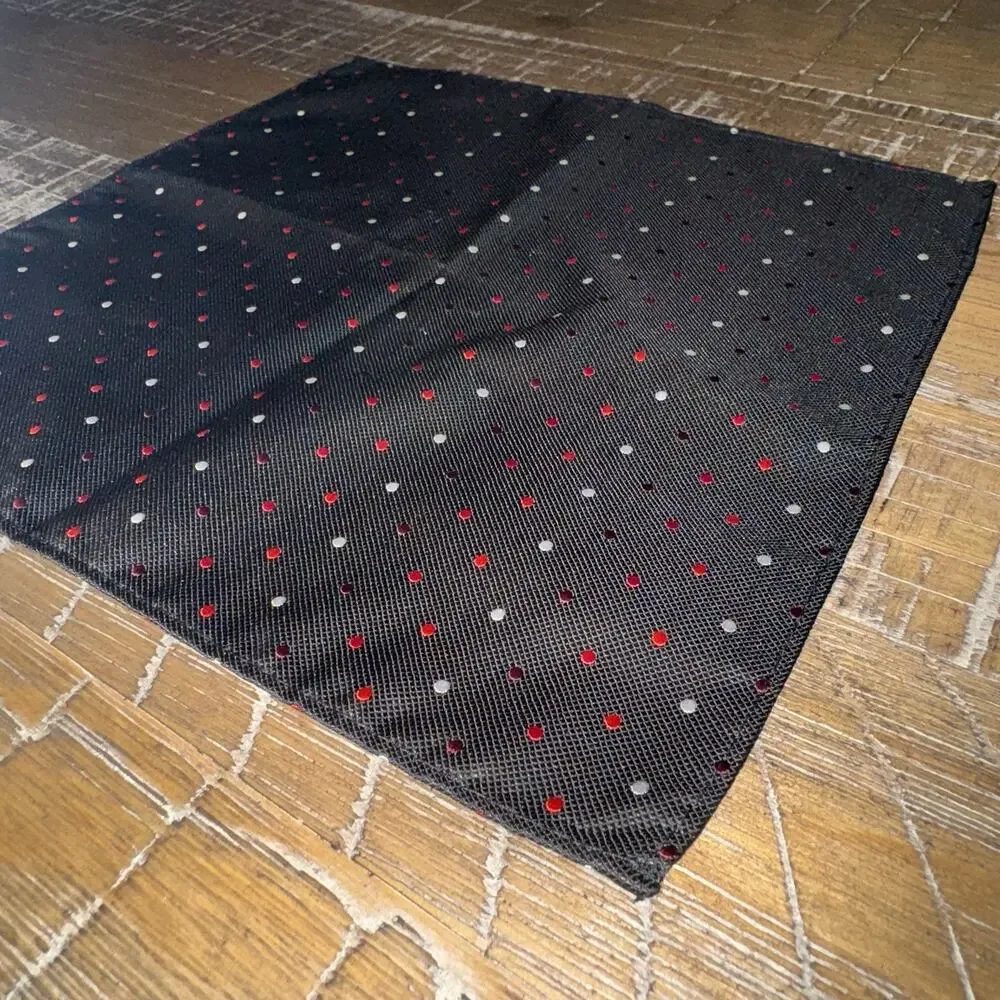 Eksel Handmade Pocket Square Black Red White Polka Dot Career Professional Event
